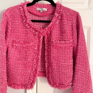 Pink Tweed cropped Jacket sz Large